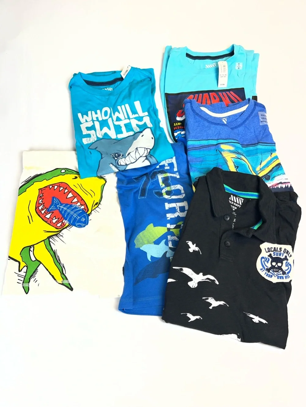 Old Navy / Cherokee Boys XL 14/16 Shark Shirt Lot of 6 Brand new shirts w/Tags